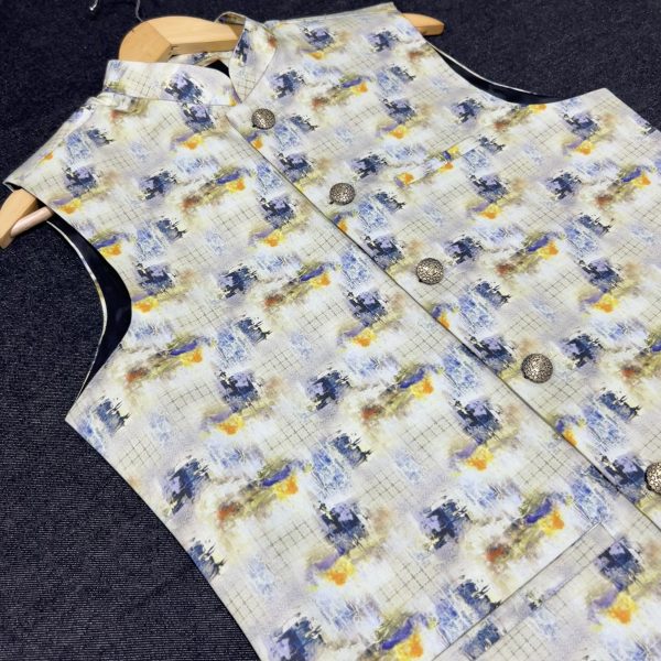 Lite Yellow Print Waistcoat (Koti) code-03