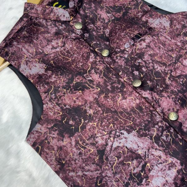 Print Afsan Maroon Waistcoat (Koti) code-06