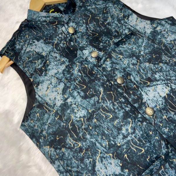 Print Afsan C-Green Waistcoat (Koti) code-04